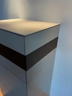 Schubladenkommode Soma Lack Seide Grau Gürtel Eiche Geraucht