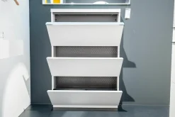 Schuhschrank Basic MDF Matt Lackiert Snow White Weiß Griff Aluminium