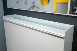 Schuhschrank Basic MDF Matt Lackiert Snow White Weiß Griff Aluminium