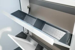 Schuhschrank Basic MDF Matt Lackiert Snow White Weiß Griff Aluminium