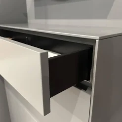 Schuhschrank Basisfarbe Lack Zement Grau Mit 2 Synchron Öffnenden Klappen