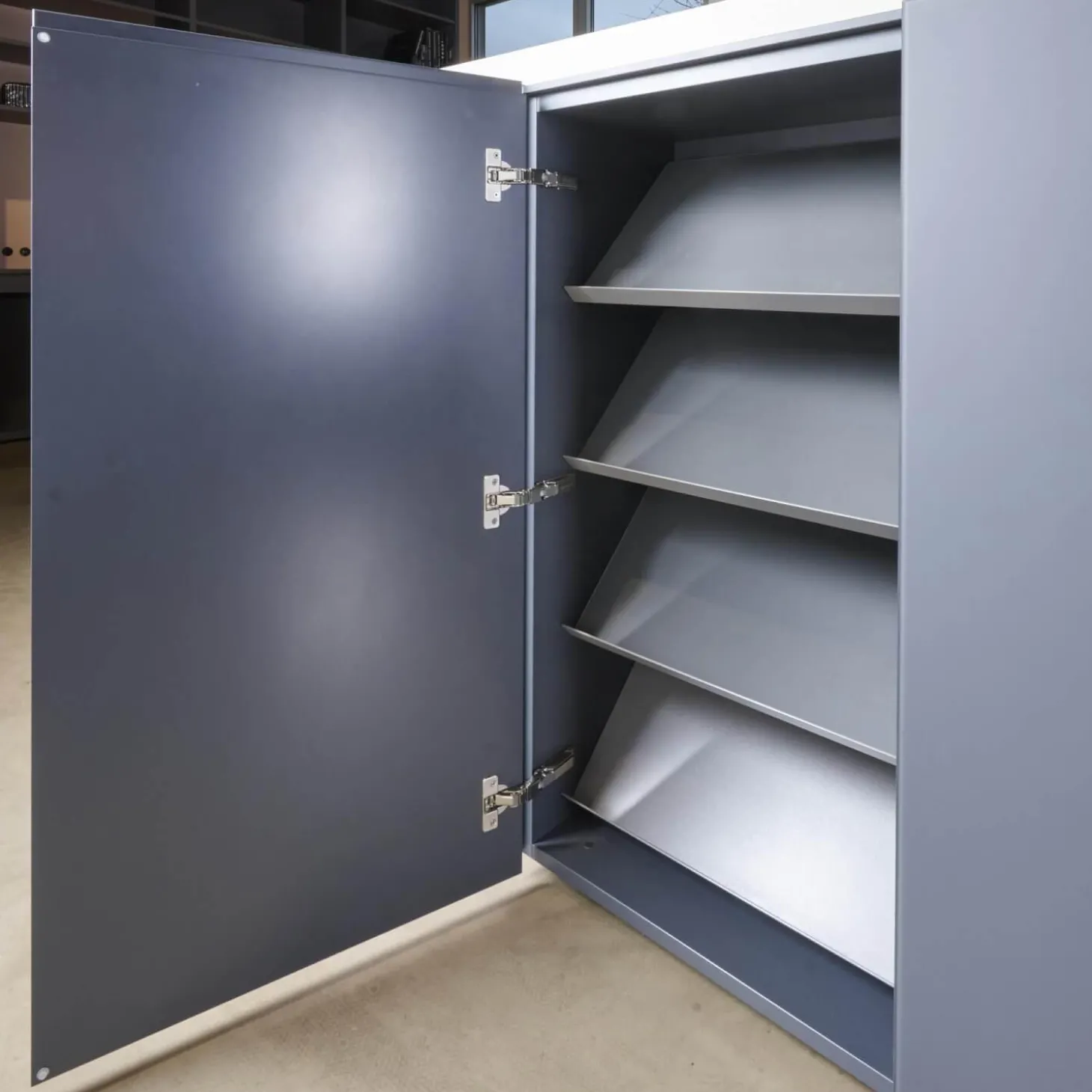 Schuhschrank Cube Light T21 Mattlack Anthrazit Glas