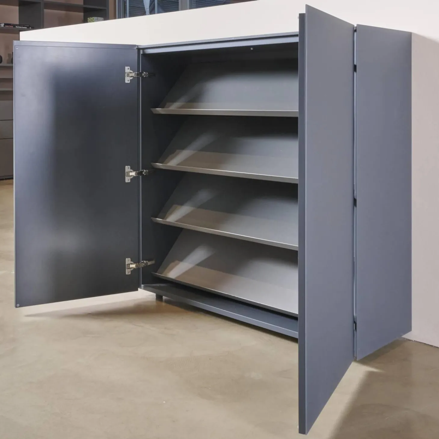 Schuhschrank Cube Light T21 Mattlack Anthrazit Glas