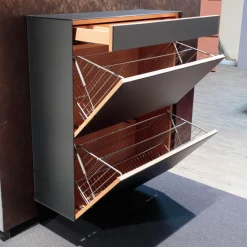 Schuhschrank Haiku Korpus Buche Glas Stahl Matt Mit Qi Ladeeinheit