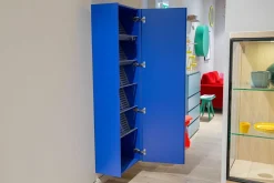 Schuhschrank Line Lack Sapphire Blau Schuhböden Aluminium Silber Pulverbeschichtet Mit Spiegel