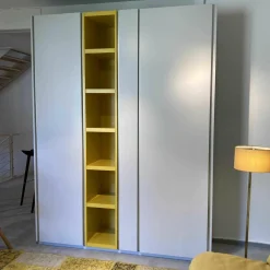 Schuhschrank Stripes Weiß Grau Zitronengelb