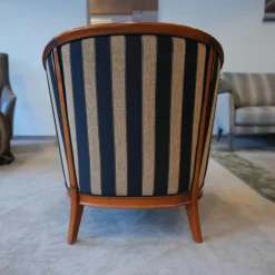 Schulenburg Sichtholzsessel Monaco Bezug Stoff Stripe 4318 Sichtholzgestell Kirschbaum Massiv Antik
