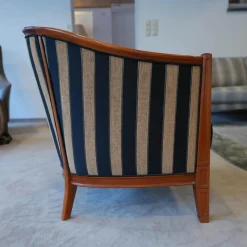 Schulenburg Sichtholzsessel Monaco Bezug Stoff Stripe 4318 Sichtholzgestell Kirschbaum Massiv Antik