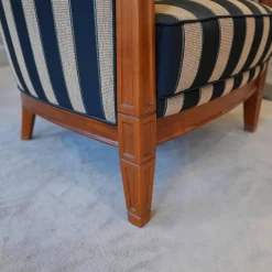 Schulenburg Sichtholzsessel Monaco Bezug Stoff Stripe 4318 Sichtholzgestell Kirschbaum Massiv Antik