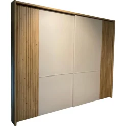 Schwebetürenschrank Isabelle 203 Dekor Champagner Weiß Beige Absetzung Eiche Bianco Inklusive Beleuchtung