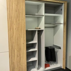 Schwebetürenschrank Isabelle 203 Dekor Champagner Weiß Beige Absetzung Eiche Bianco Inklusive Beleuchtung