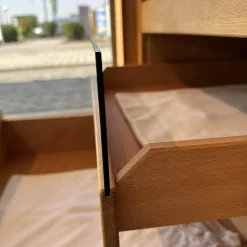 Schwebetürenschrank Lunetto Eiche Naturöl Glas Naturweiß Matt mit Innenbeleuchtung