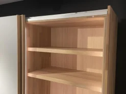 Schwebetürenschrank Soft Eiche Wild Weißöl Farbglas Matt Hellgrau Inklusive Innenleben Und Beleuchtung