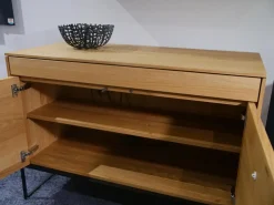 Sekretär Filigno Eiche Naturöl Holzbasis Metallrahmen Gestell Schwarz