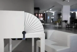 Sekretär Miss Moneypenny Edelstahl Poliert Bezug Leder Weiß Mit Hocker Und Beleuchtung