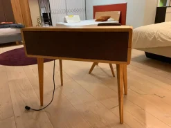 Sekretär Sol Freistehend Kernbuche Massiv Geölt Platte in Naturleder L7 Tartufo