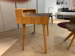 Sekretär Sol Freistehend Kernbuche Massiv Geölt Platte in Naturleder L7 Tartufo