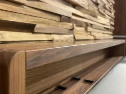 Sekretär Sol Platte Leder Origin Mittelgrau Grau Gestell Nussbaum Natur Inklusive Licht