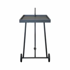 Servierwagen Bond Tischauflage Leder 175 Schwarz Gestell Schwarzbraun Feinstruktur Mit Rollen