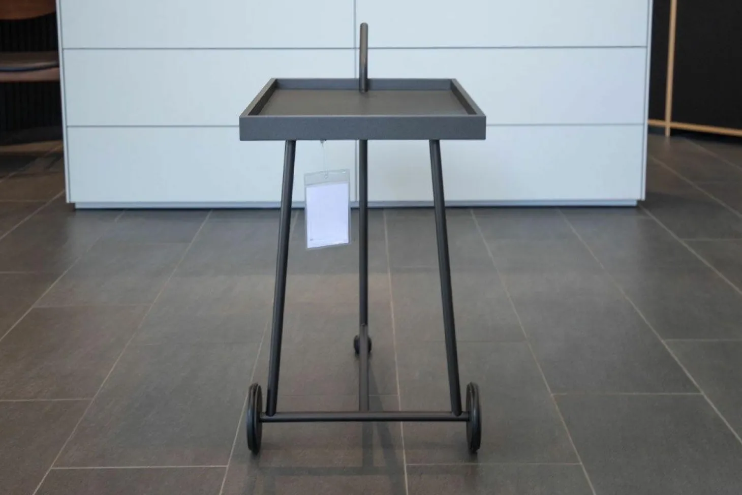 Servierwagen Bond Tischauflage Leder 175 Schwarz Gestell Schwarzbraun Feinstruktur Mit Rollen