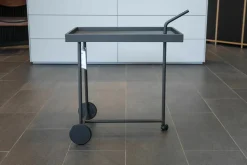 Servierwagen Bond Tischauflage Leder 175 Schwarz Gestell Schwarzbraun Feinstruktur Mit Rollen