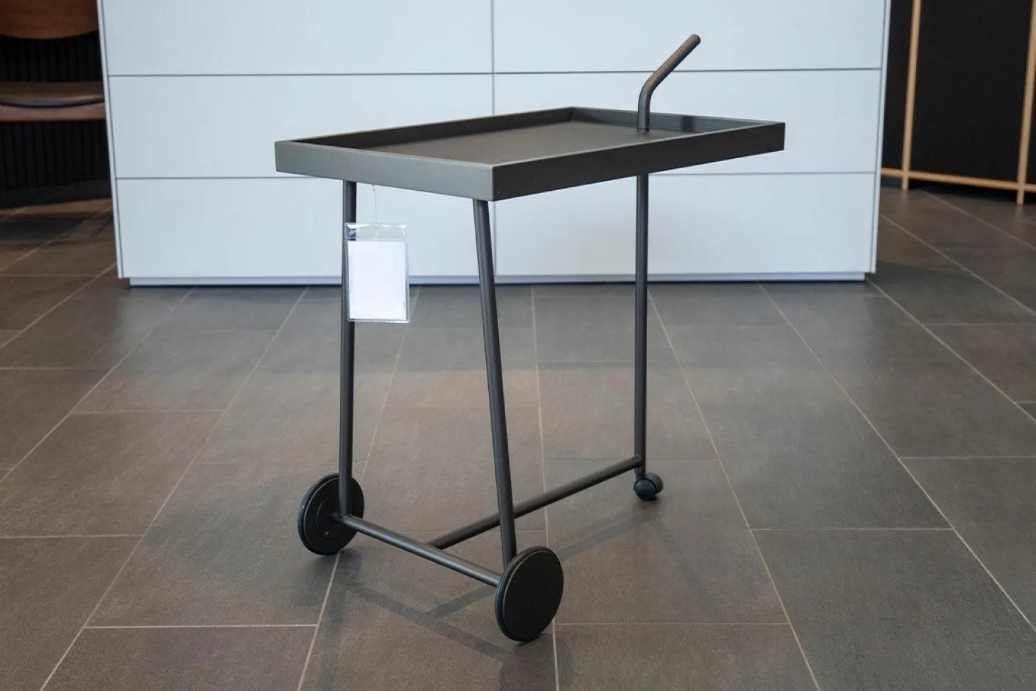 Servierwagen Bond Tischauflage Leder 175 Schwarz Gestell Schwarzbraun Feinstruktur Mit Rollen