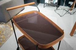 Servierwagen Jet 1 Nussbaum Canaletta Platten Lack Cioccolato Lucido Braun Gestell Metall Schwarz Mit Rollen