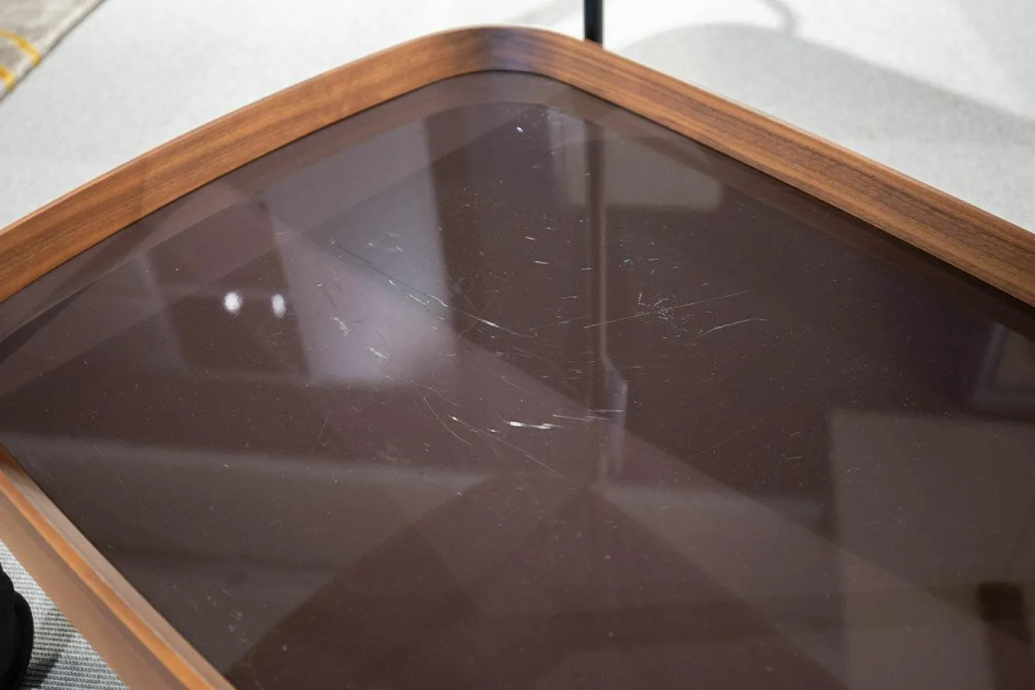 Servierwagen Jet 1 Nussbaum Canaletta Platten Lack Cioccolato Lucido Braun Gestell Metall Schwarz Mit Rollen