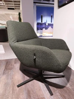 Sessel 7841 Stoff Crumble Bottle Grün Grau Sternfuß Stahl Anthrazit Mit Hocker