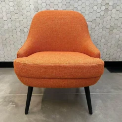 Sessel 375 10 Stoff Lucia 7687 Orange Gestell Massivholz Eiche Schwarz Geflammt Geölt