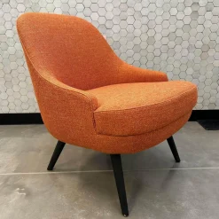 Sessel 375 10 Stoff Lucia 7687 Orange Gestell Massivholz Eiche Schwarz Geflammt Geölt