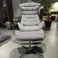 Sessel 808 Bezug Innen Stoff Soul 151 Pepper Grau Außen Nappaleder Nero Anthrazit Stahlgestell Edelstahloptik Und Hocker
