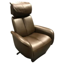 Sessel 5904 Bezug Leder Longlife Prestige Farbe 72 Nougat Dunkelbraun Fuß Metall Drehkreuz Chrom Mit Manuelle Verstellung