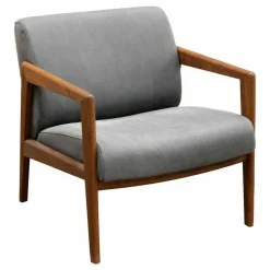 Sessel 860 F Nubukleder Vollnarbig Blau-Schwarz 10 Garn 968 Ginstergelb Gestell Nussbaum