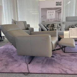 Sessel 572 Leder 38.101 Steingrau Mit Verstellfunktion