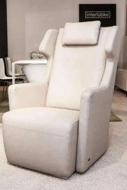 Sessel 5200 Leder Beige Mit Hocker