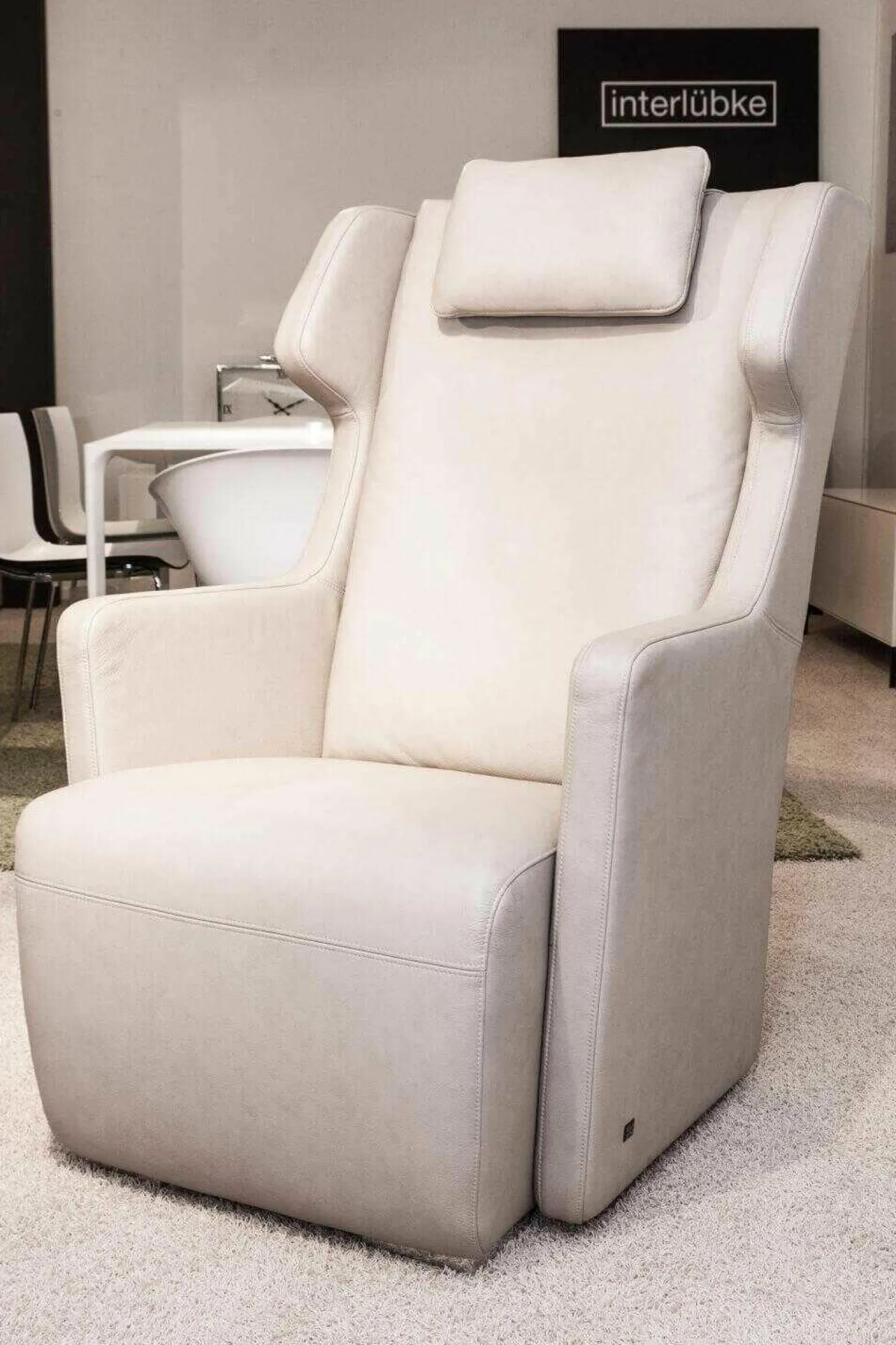 Sessel 5200 Leder Beige Mit Hocker