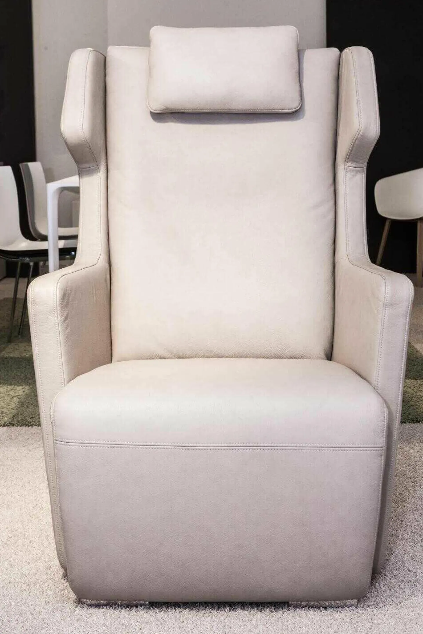 Sessel 5200 Leder Beige Mit Hocker