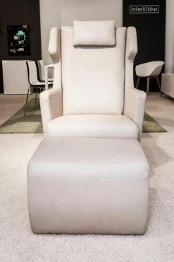 Sessel 5200 Leder Beige Mit Hocker