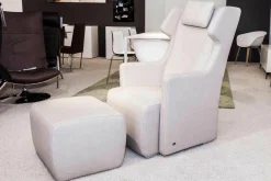 Sessel 5200 Leder Beige Mit Hocker