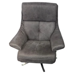 Sessel 7702 Leder Buffalo 33 Bison Grau Sternfuß Edelstahloptik 62 Mit Höhenverstellung