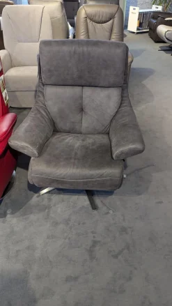 Sessel 7702 Leder Buffalo 33 Bison Grau Sternfuß Edelstahloptik 62 Mit Höhenverstellung