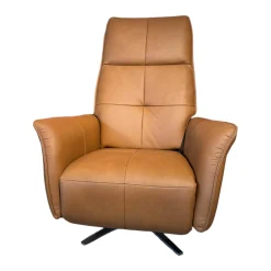 Sessel 9361 Leder Soft Nappa Bright Braun Sternfuß Edelstahl Gebürstet 2 Motorisch Inklusive Getrennt Verstellbarer Rücken Und Beinauflage