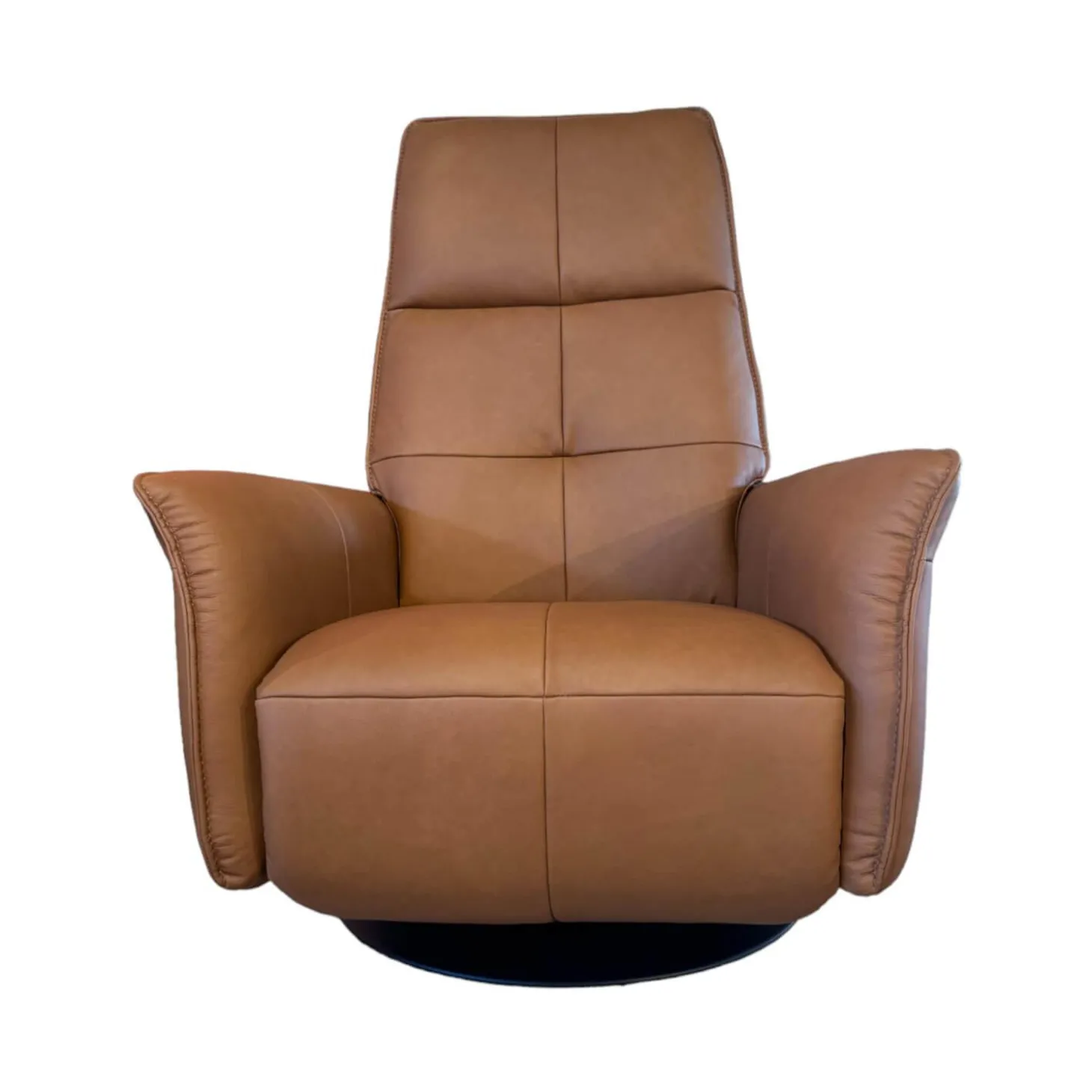 Sessel 9361 Leder Soft Nappa Bright Braun Drehteller Pulverbeschichtet Schwarz 2 Motorisch Mit Aufstehhilfe Inklusive Getrennt Verstellbarer Rücken Und Beinauflage