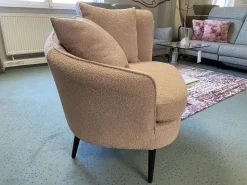 Sessel 47004 Stoff 24579 Bouclé 06 Rosé Fuß Buche Massiv Nussbaum Antik Inklusive Zierkissen