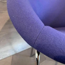 Sessel 369 Stoff Divina 3 Col. 684 4-Bein Untergestell Stahl Hochglanz Verchromt