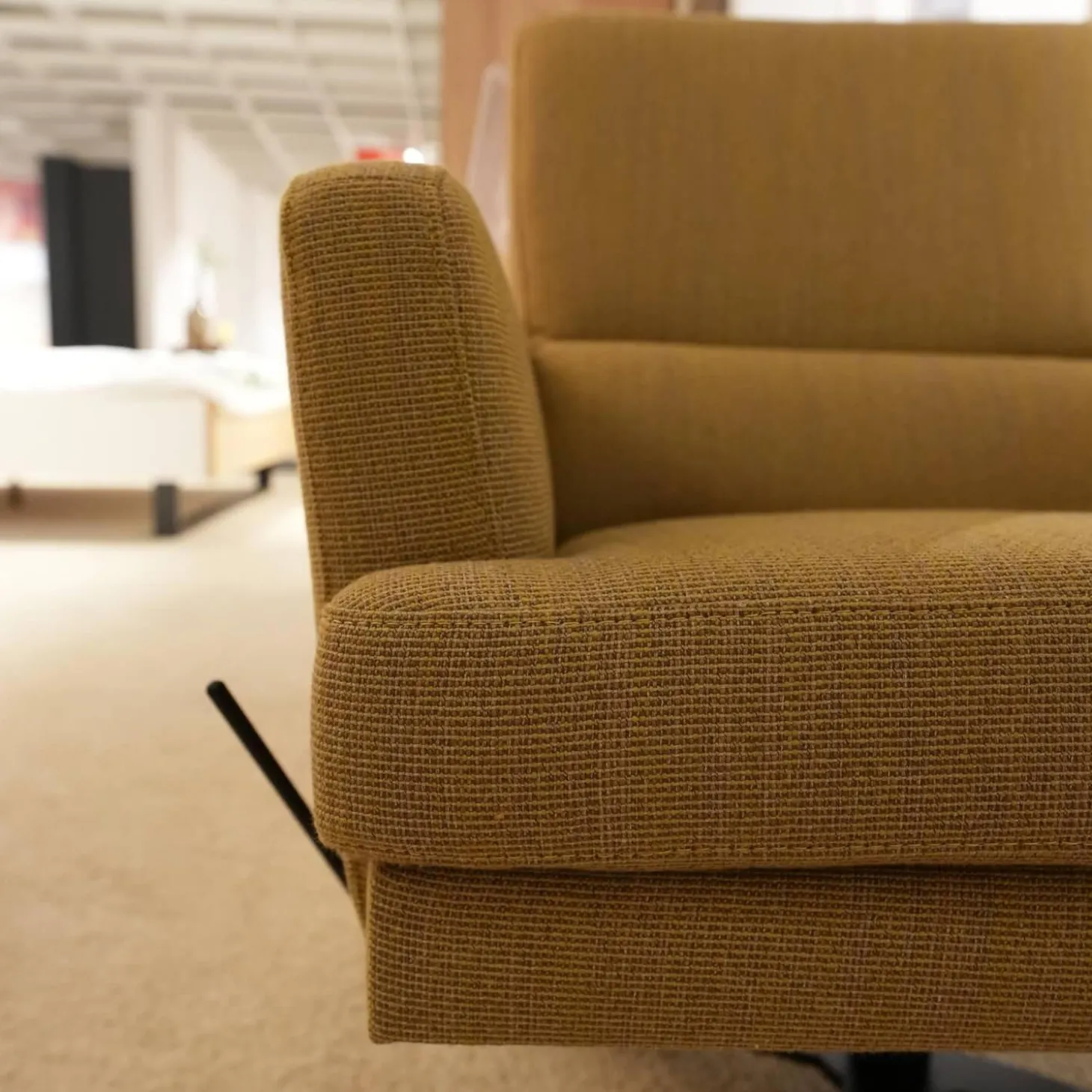 Sessel 4585 Stoff JAB 12040 Braun Gelb Sternfußgestell Metall Schwarz Matt Mit Wippfunktion Inklusive Hocker