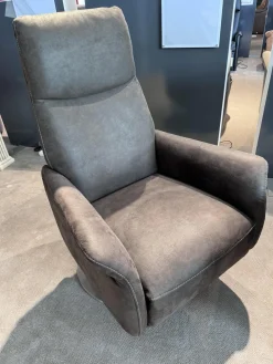 Sessel 9061 Stoff Nevada Mocca Braun Drehteller Edelstahl Gasdruckfeder