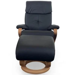 Sessel 7037 Zero Stress Echtleder Longlife Black Schwarz Gestell Buche Inklusive Hocker