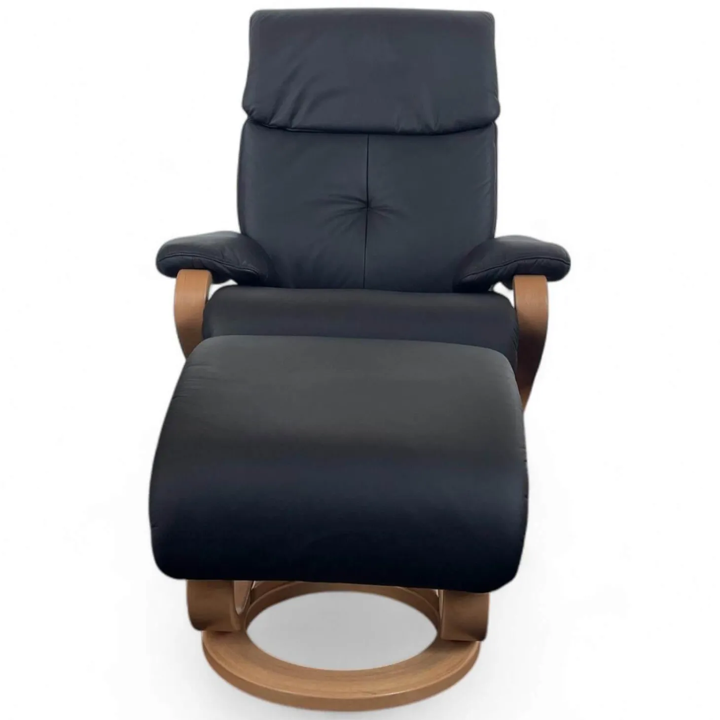 Sessel 7037 Zero Stress Echtleder Longlife Black Schwarz Gestell Buche Inklusive Hocker